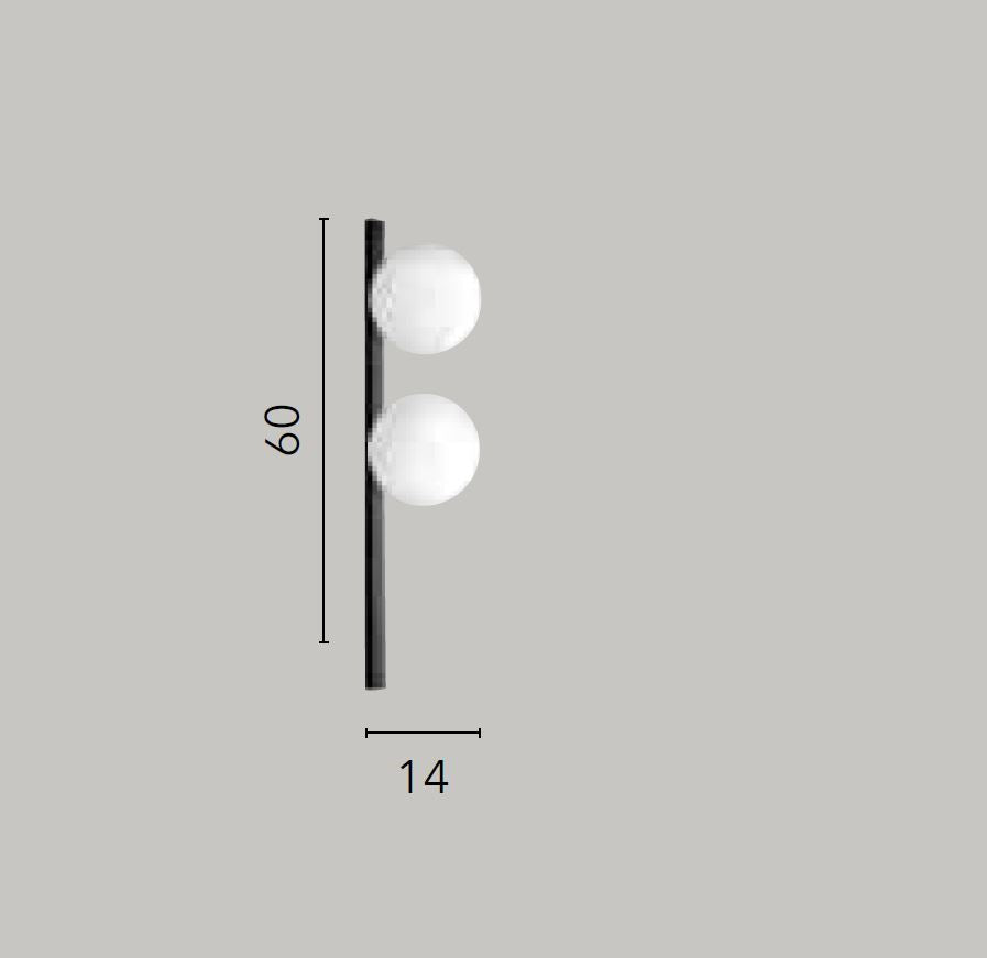 Applique metallo nero opaco sfere in vetro opale 2XE14 non incl. ENOIRE Applique metallo nero opaco sfere in vetro opale 2XE14 non incl. ENOIRE
